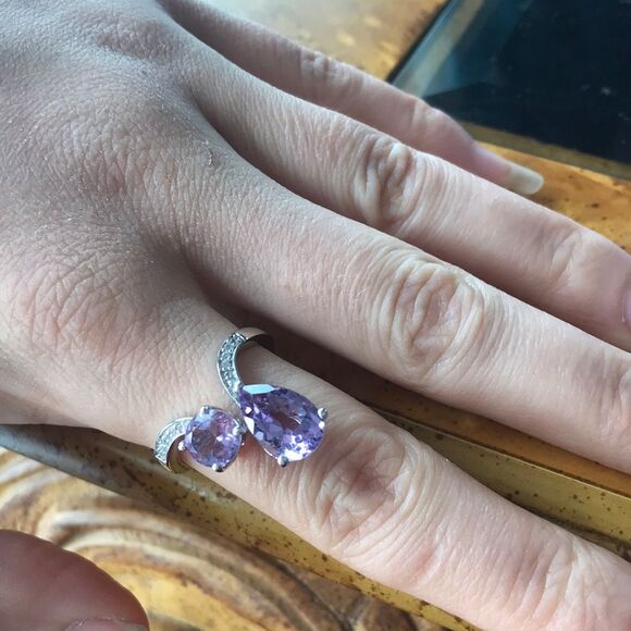 Rose De France Amethyst Sterling Silver Ring Size 9 - Picture 2 of 8